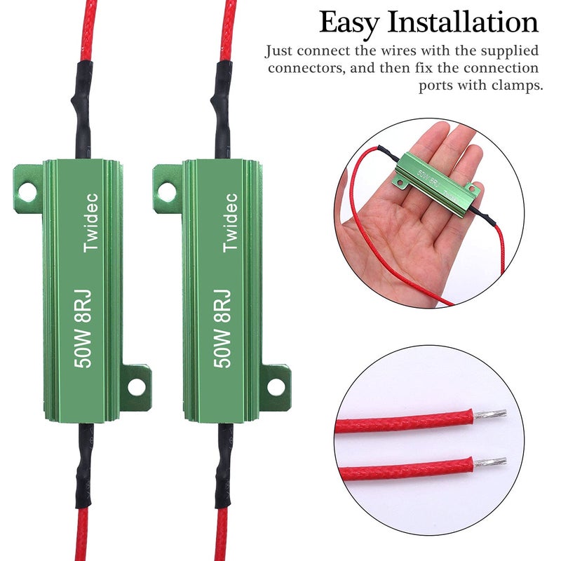 Twidec/4Pcs 50W 8Ohm LED Load Resistors For Fix LED Hyper Flash Turn Signal Light Bulb Fast Blink Error Code Warning Cancellor RX24-50W8-4X - Image 4